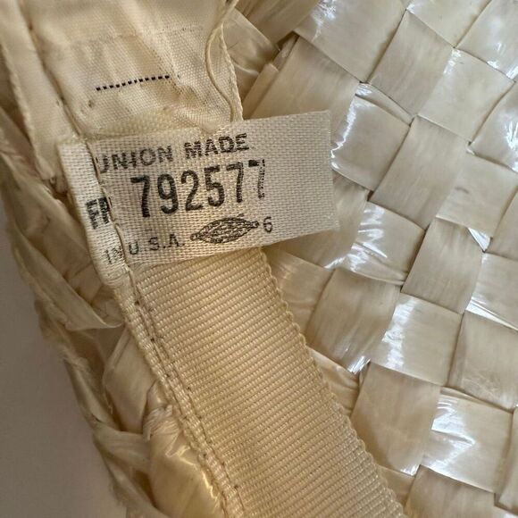 Vintage Mr. Martin Cream Raffia Pillbox Hat With Grosgrain Ribbon